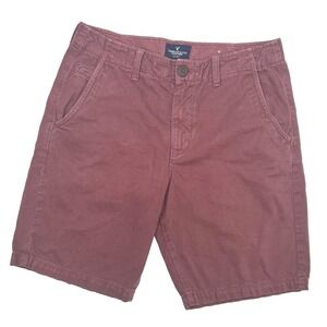 American Eagle Men's Burgundy‎ Chino Shorts 31 Cotton Casual Classic Preppy